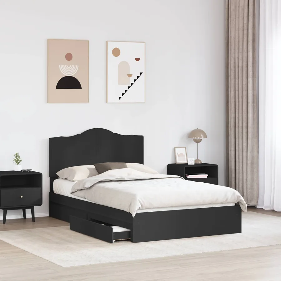 Lit de Rangement Noir 120 x 190 cm Bois d'ingénierie - 3
