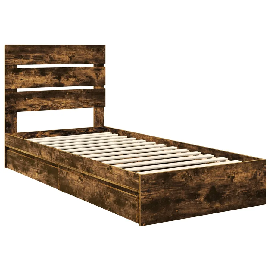Lit de Rangement Chêne fumé 90 x 200 cm Bois d'ingénierie - 4
