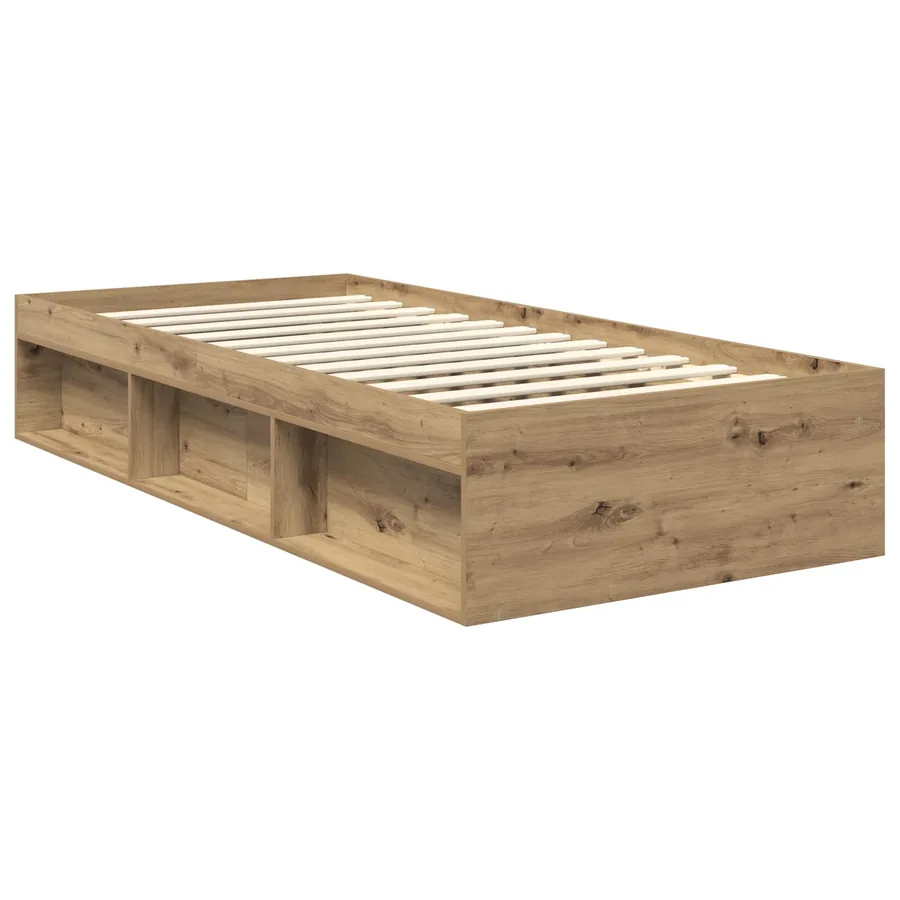 Cadre de lit Chêne artisan 90 x 200 cm Pin massif - 5