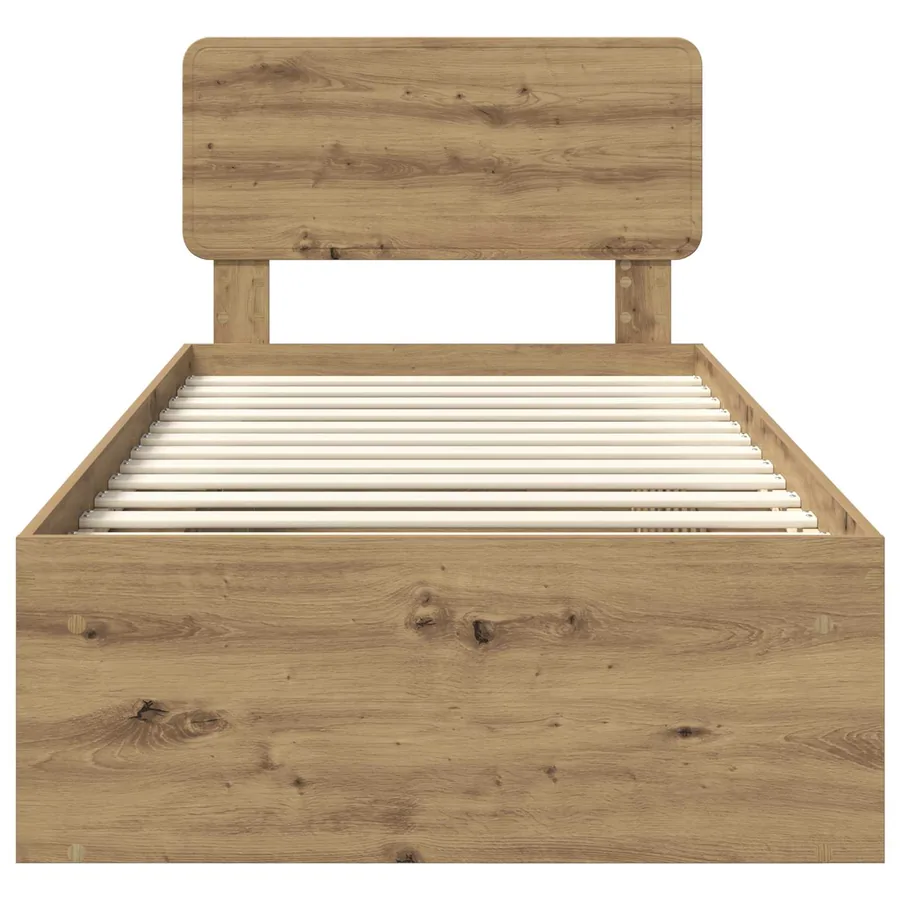 Cadre de lit Chêne artisan 90 x 200 cm Pin massif - 7