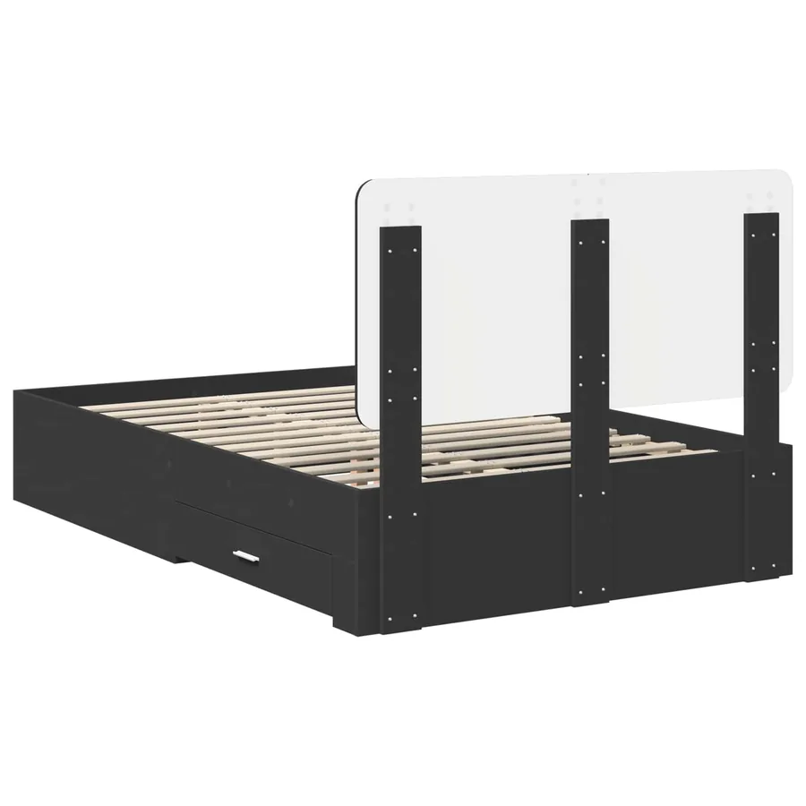 Cadre de lit avec tiroir Noir 135 x 190 cm Bois d'ingénierie - 8