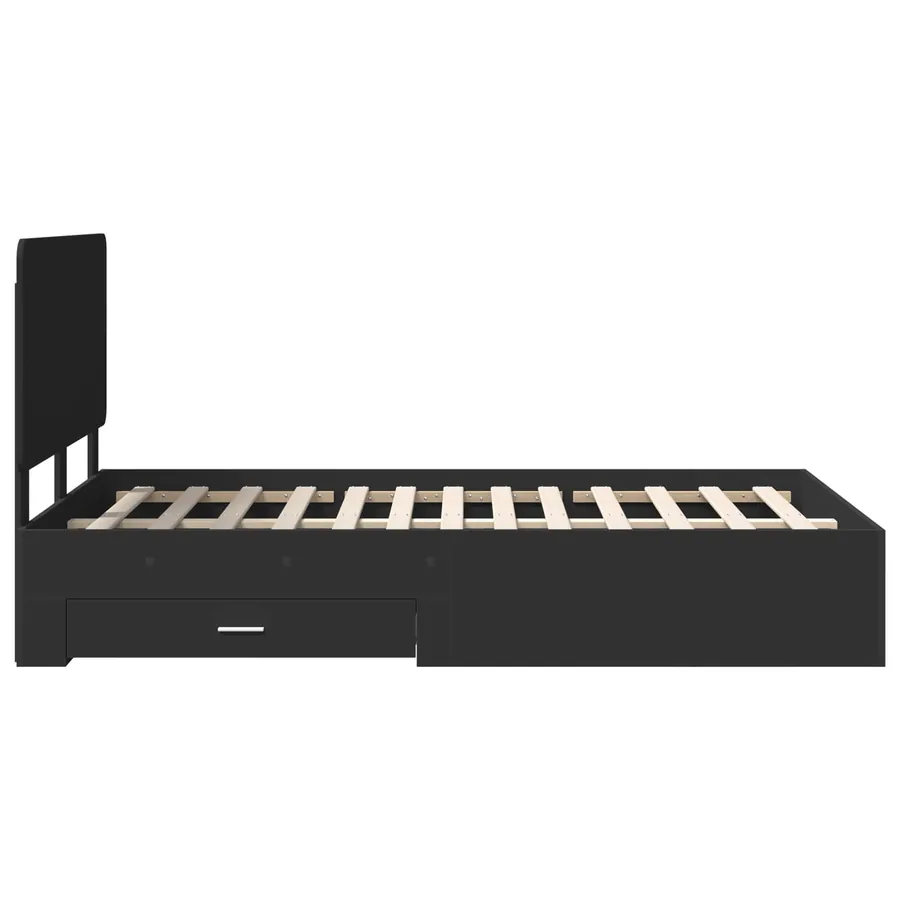 Cadre de lit avec tiroir Noir 135 x 190 cm Bois d'ingénierie - 9