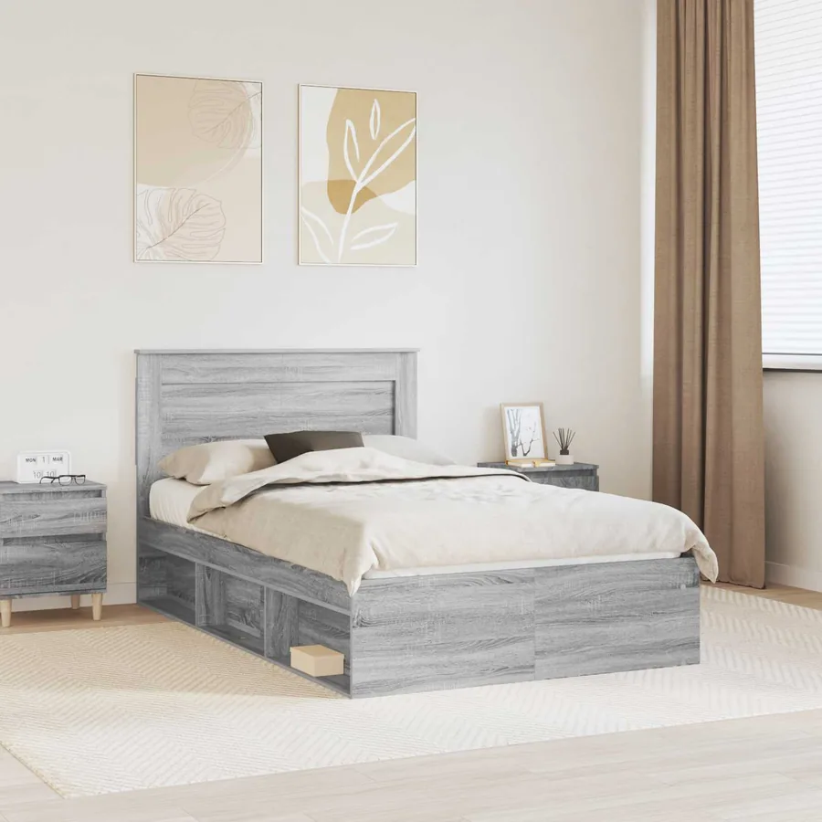 Cadre de lit Gris Sonoma 120 x 200 cm Pin massif
