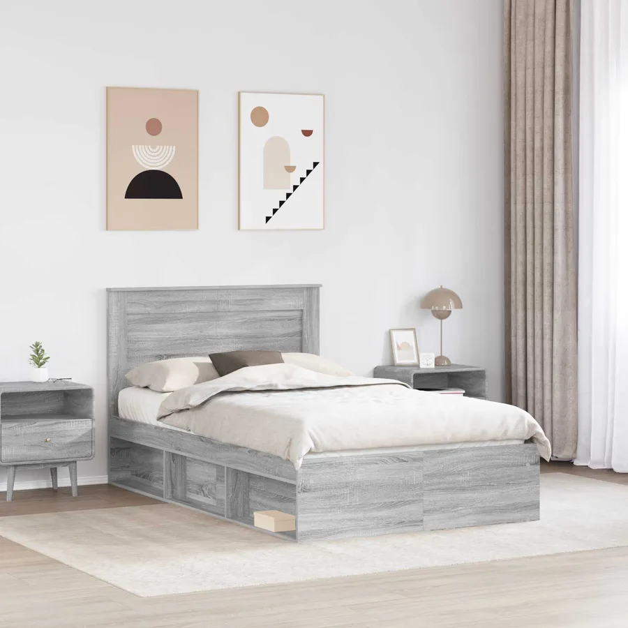 Cadre de lit Gris Sonoma 120 x 200 cm Pin massif - 3