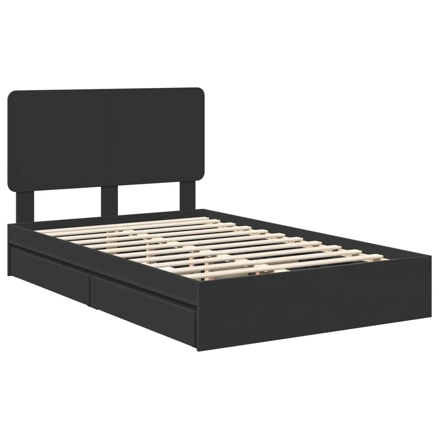 Lit de Rangement Noir 135 x 190 cm Bois d'ingénierie - 4