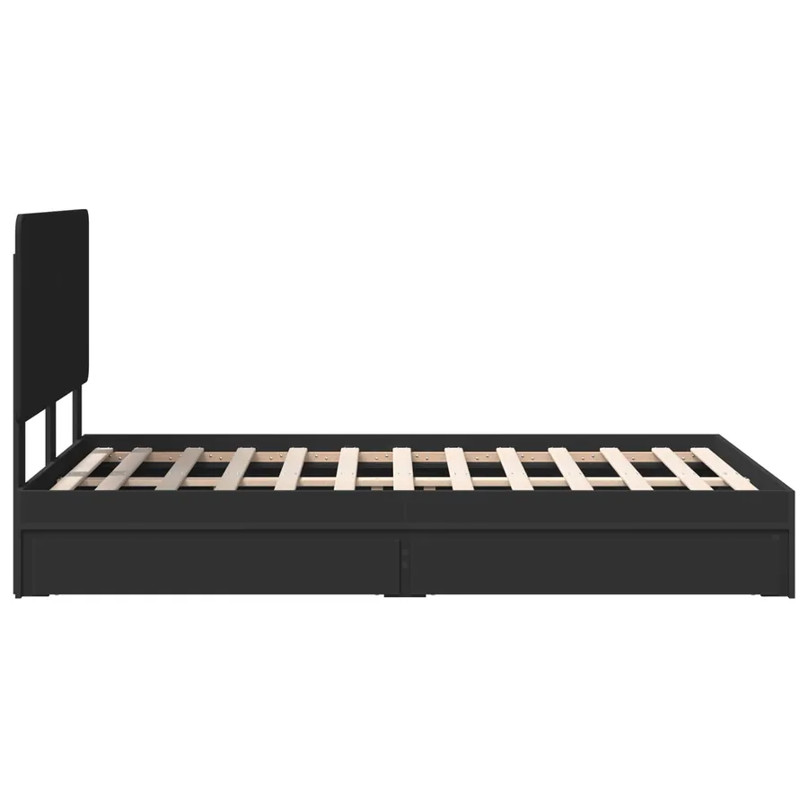 Lit de Rangement Noir 135 x 190 cm Bois d'ingénierie - 9