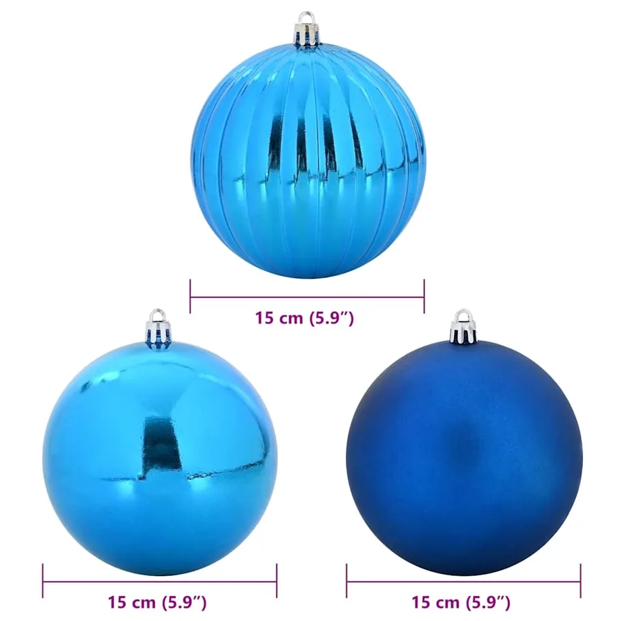 Ensemble de Boules de Noël XL 9 pcs Bleu Ø 15 cm Plastique LED - 5