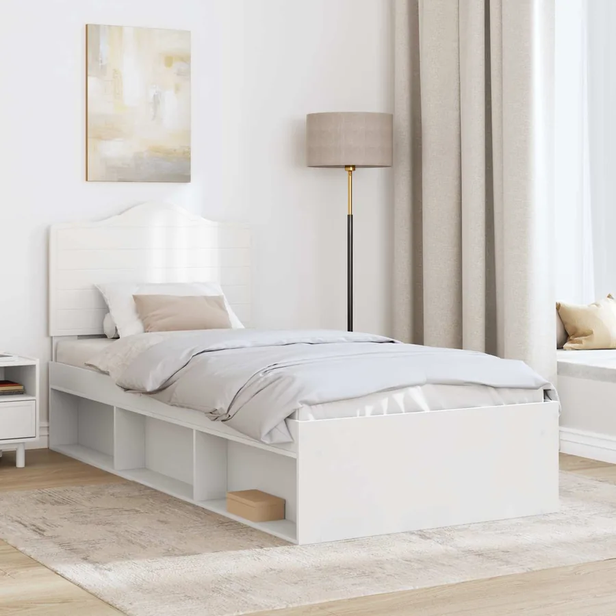 Cadre de lit avec tête de lit Blanc 90 x 190 cm Pin massif - 3