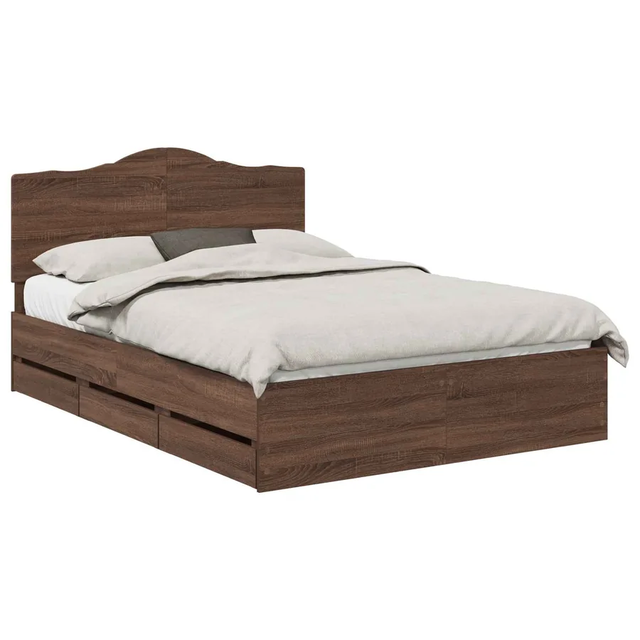 Cadre de lit Chêne brun 150 x 200 cm Bois Ingénierie - 2
