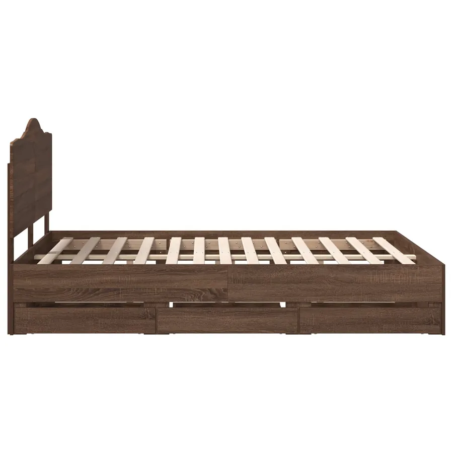 Cadre de lit Chêne brun 150 x 200 cm Bois Ingénierie - 9
