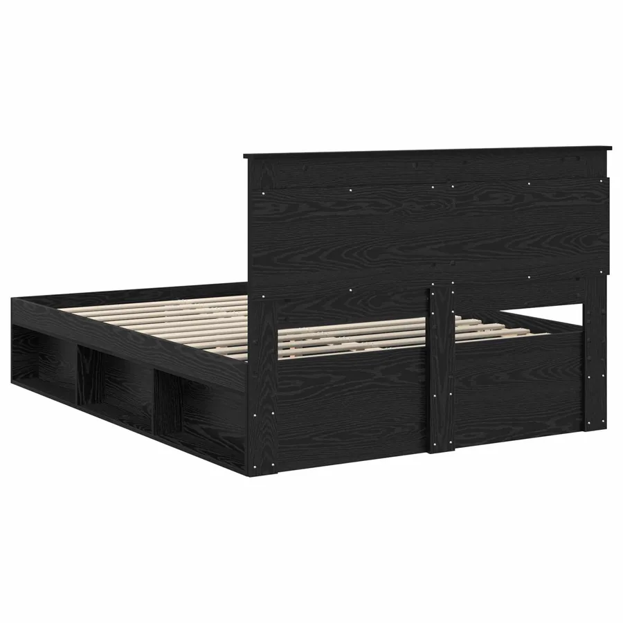 Cadre de lit avec tête de lit Noir 150 x 200 cm Pin massif - 9
