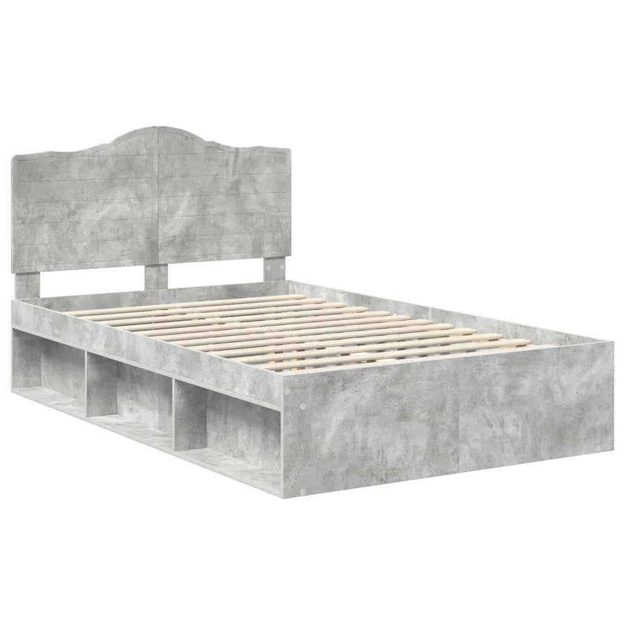 Cadre de lit Gris Béton 135 x 190 cm Pin massif - 4