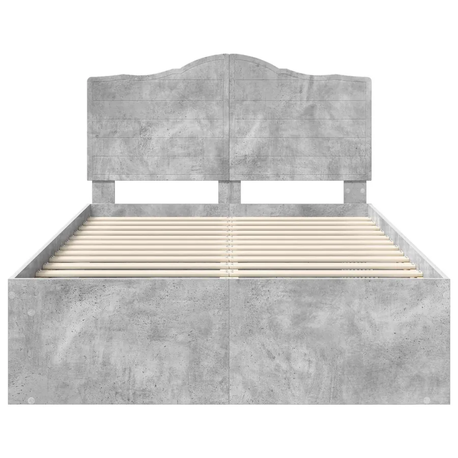 Cadre de lit Gris Béton 135 x 190 cm Pin massif - 7