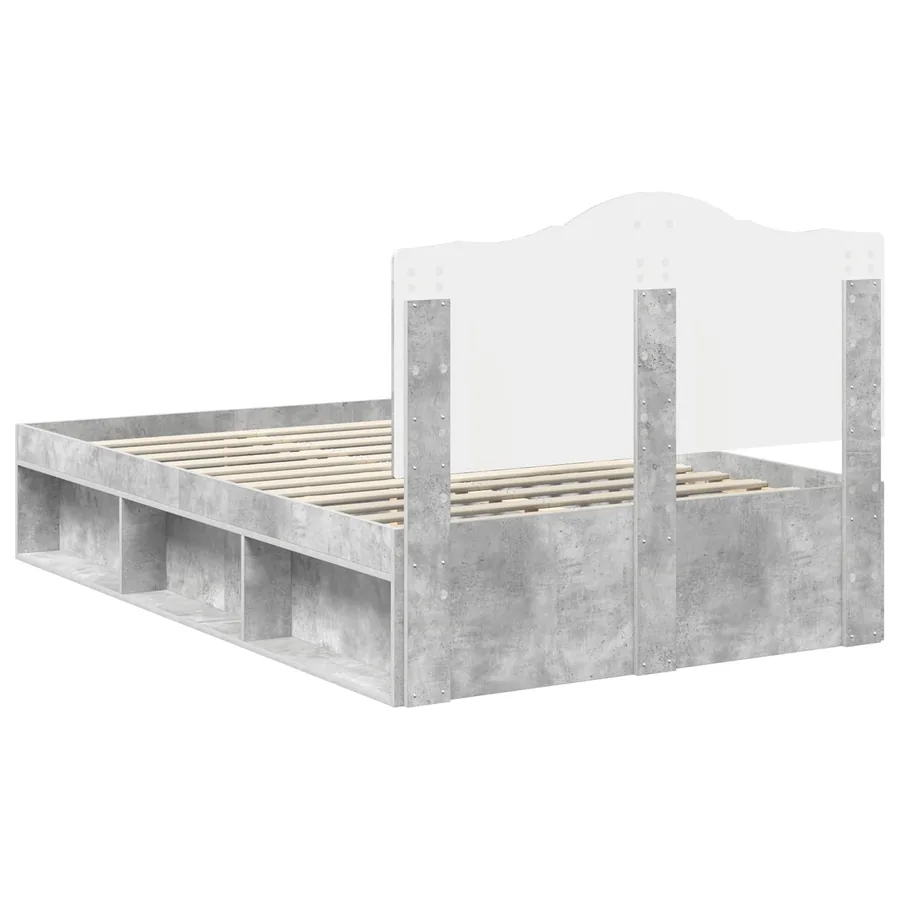 Cadre de lit Gris Béton 135 x 190 cm Pin massif - 9