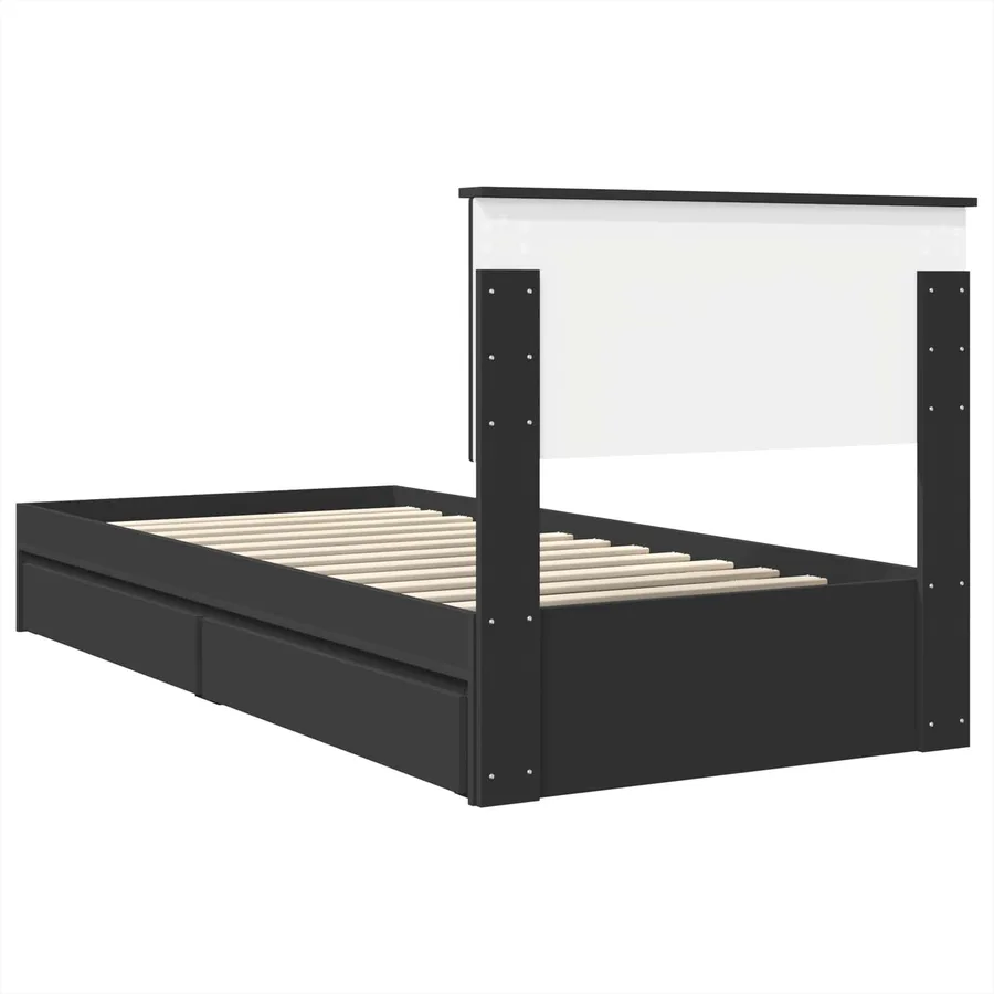 Lit de Rangement Noir 100 x 200 cm Bois d'ingénierie - 10