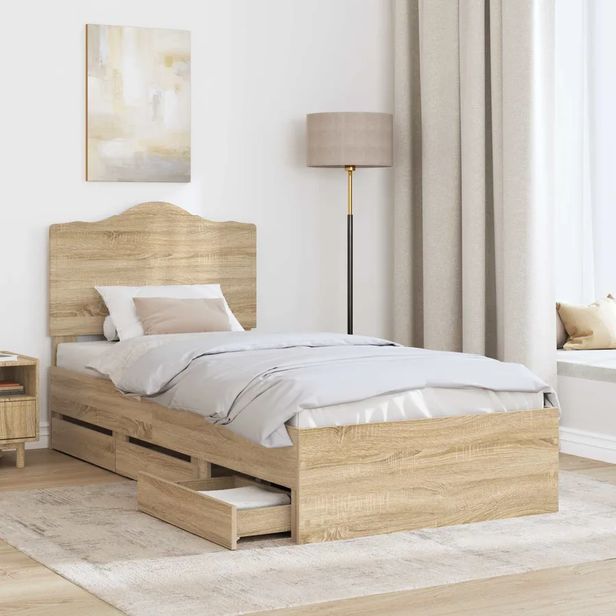 Cadre de lit Chêne Sonoma 75 x 190 cm Bois Ingénierie - 3
