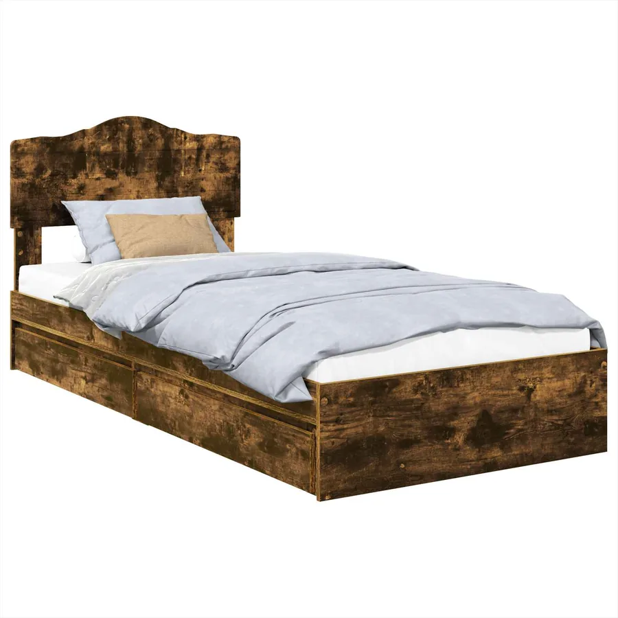 Lit de Rangement Chêne fumé 90 x 190 cm Bois d'ingénierie - 2