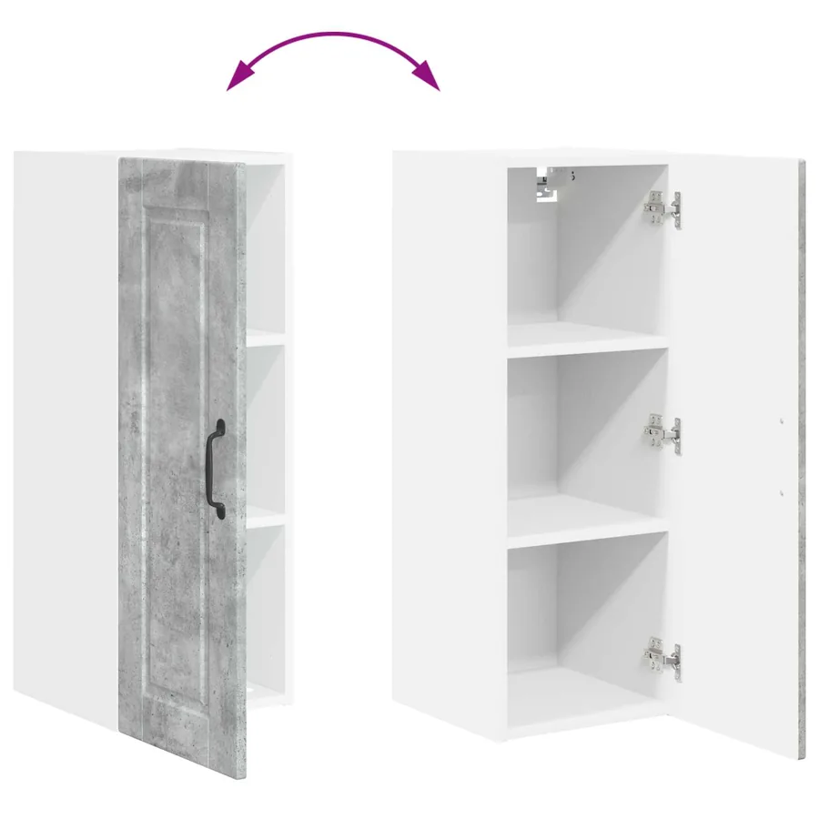 Meuble mural PORTO 2 pcs Gris béton 30 x 31 x 80 cm - 12