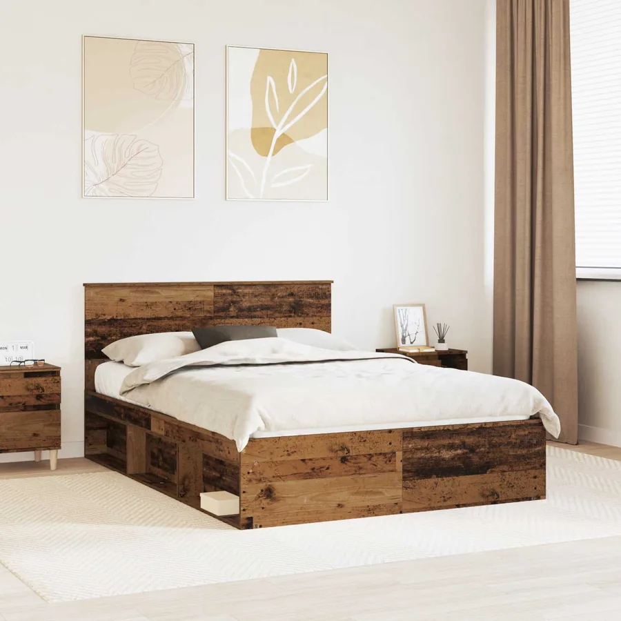 Cadre de lit Bois ancien 140 x 190 cm Pin massif
