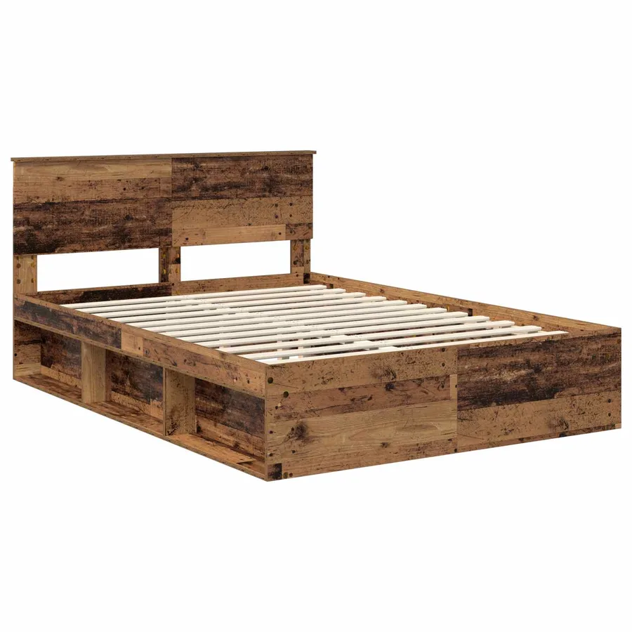 Cadre de lit Bois ancien 140 x 190 cm Pin massif - 4