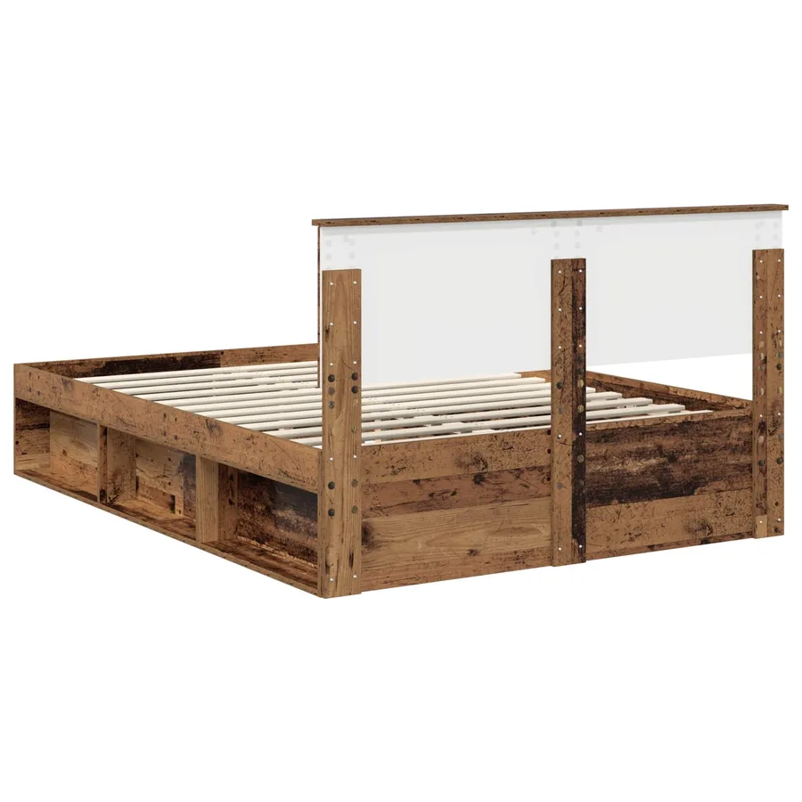 Cadre de lit Bois ancien 140 x 190 cm Pin massif - 9