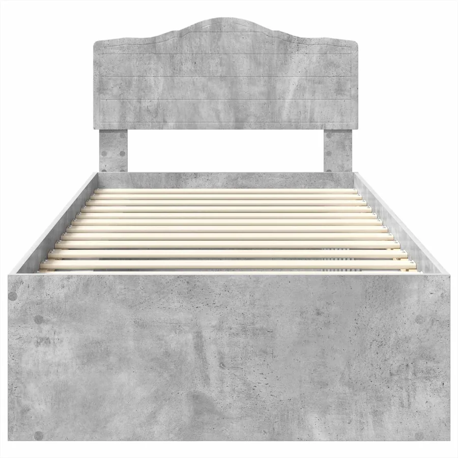 Cadre de lit Béton 90 x 200 cm Bois de pin massif - 7