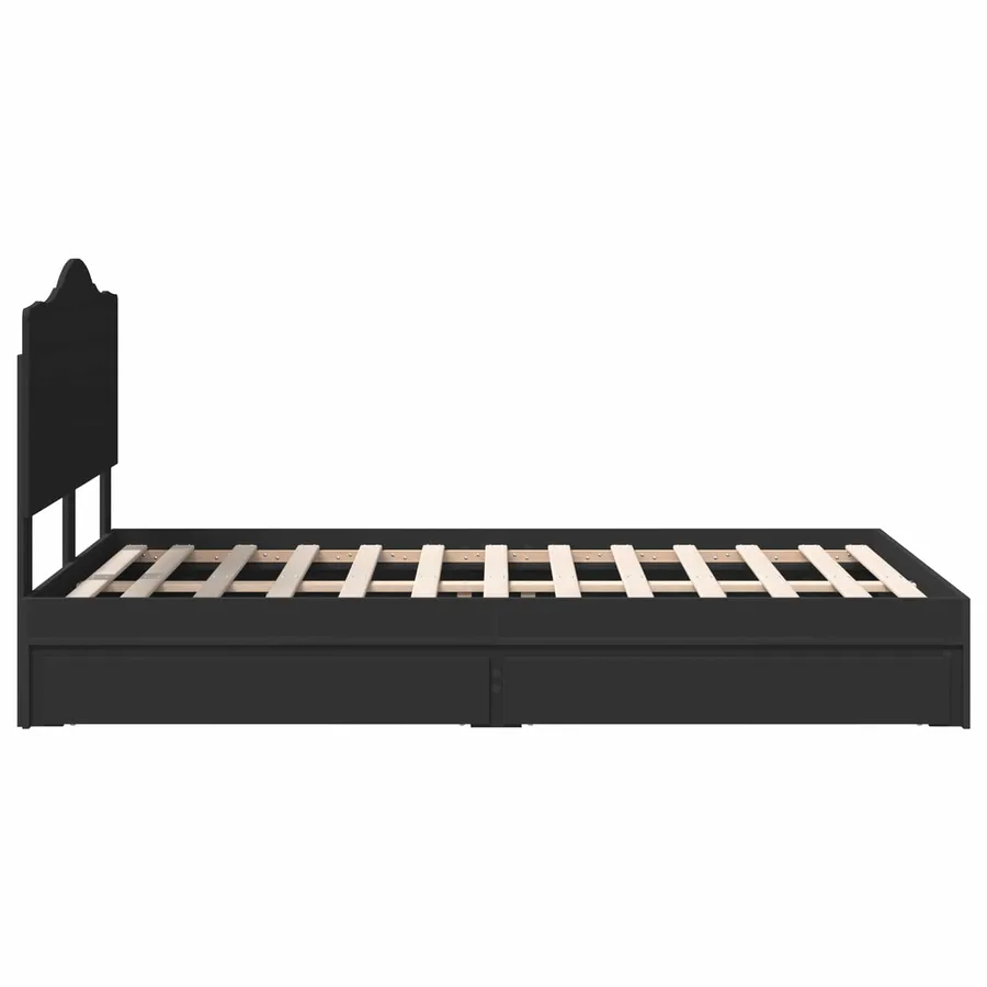 Lit de Rangement Noir 135 x 190 cm Bois d'ingénierie - 9