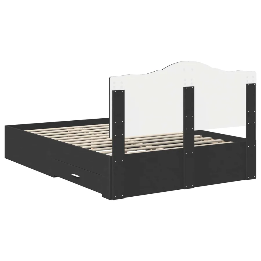 Cadre de lit avec tiroir Noir 140 x 190 cm Bois d'ingénierie - 8