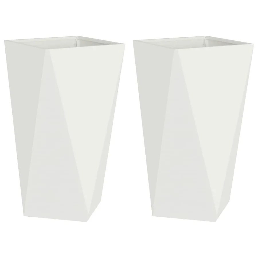 Jardinière 2 pc Blanc 40 x 40 x 75 cm Acier - 2