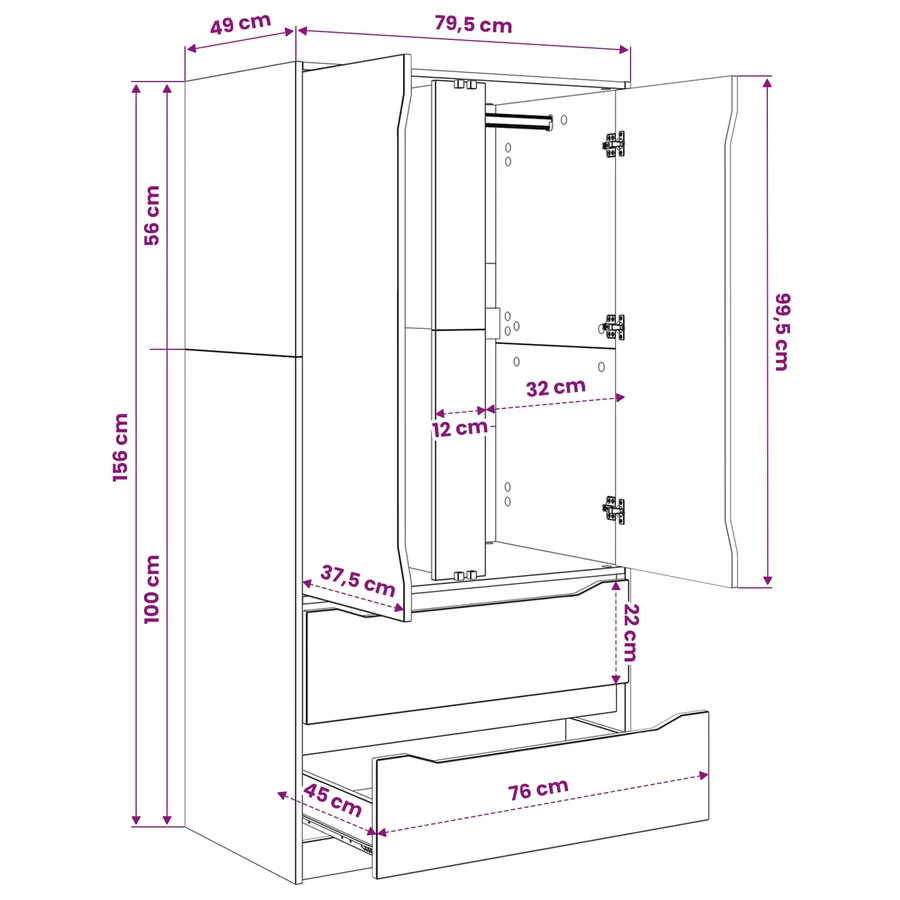 Armoire Chêne Sonoma 79,5 x 49 x 156 cm Bois d’ingénierie - 12