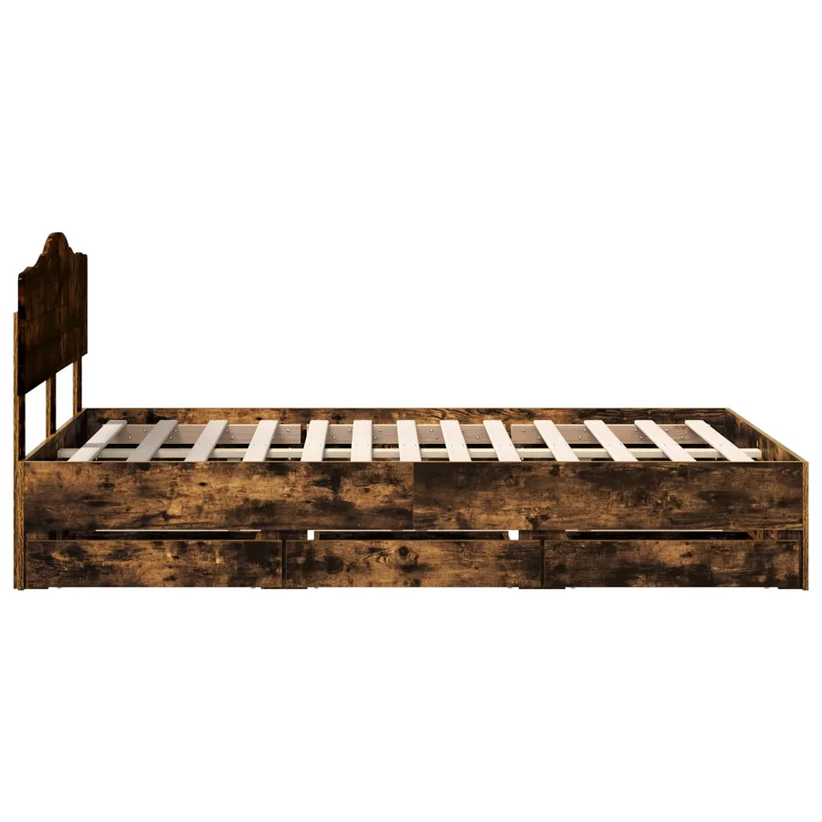 Cadre de lit Chêne fumé 120 x 190 cm Bois Ingénierie - 9