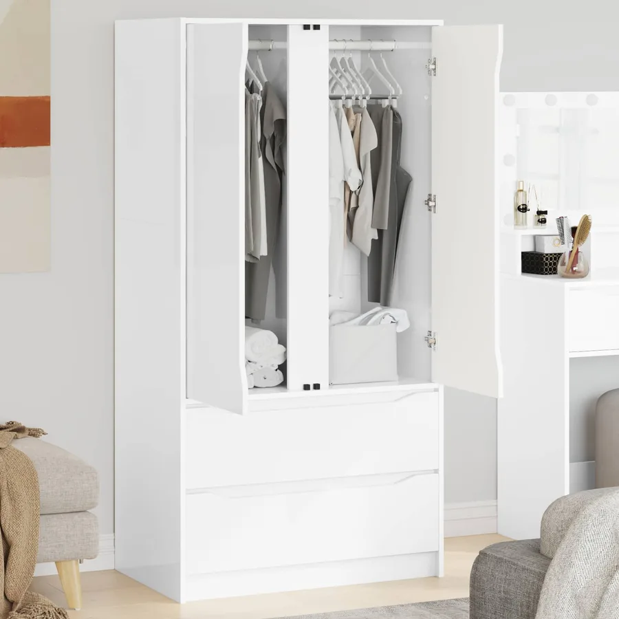 Armoire avec tiroir Blanc 79,5 x 49 x 156 cm Bois d’ingénierie - 4