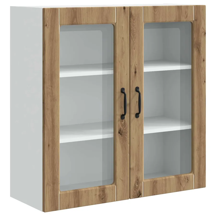 Cabinet en verre mural PORTO Chêne artisanal 80 x 31 x 80 cm - 2