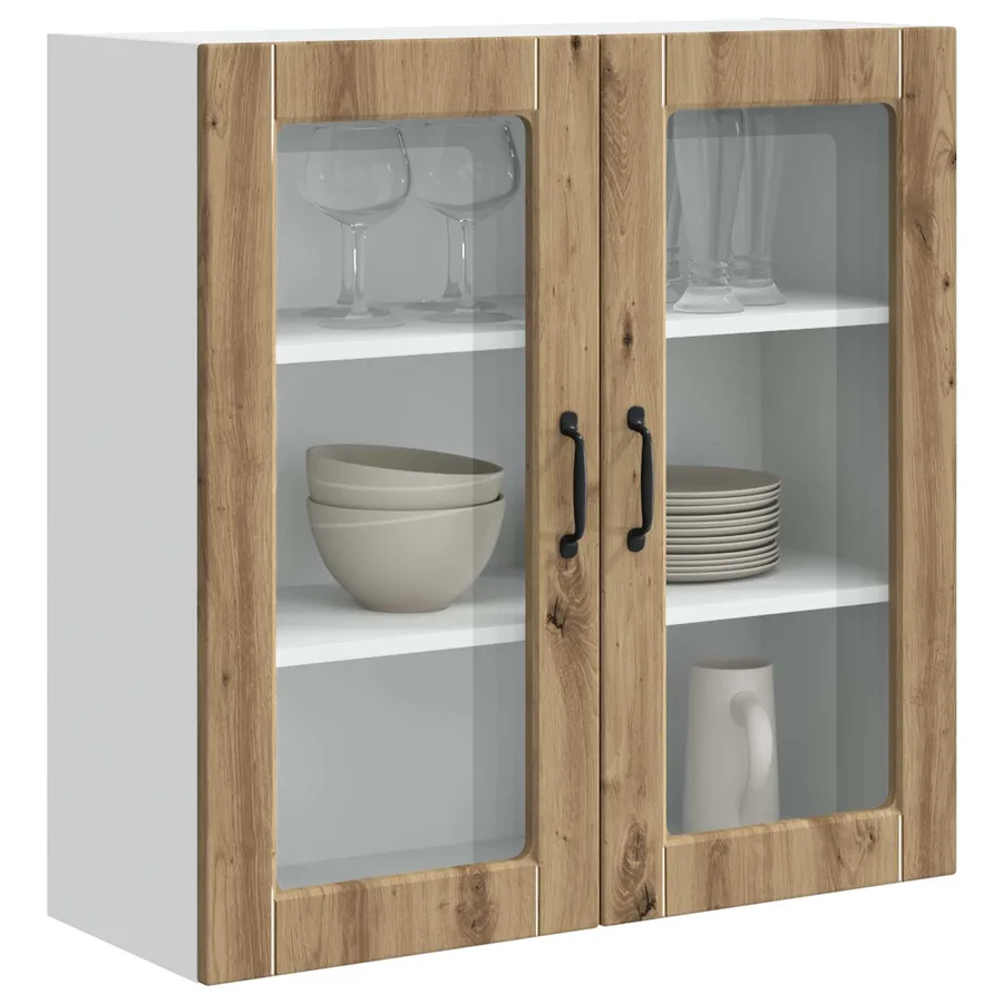 Cabinet en verre mural PORTO Chêne artisanal 80 x 31 x 80 cm - 3