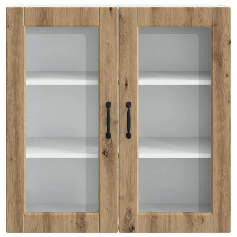 Cabinet en verre mural PORTO Chêne artisanal 80 x 31 x 80 cm - 6