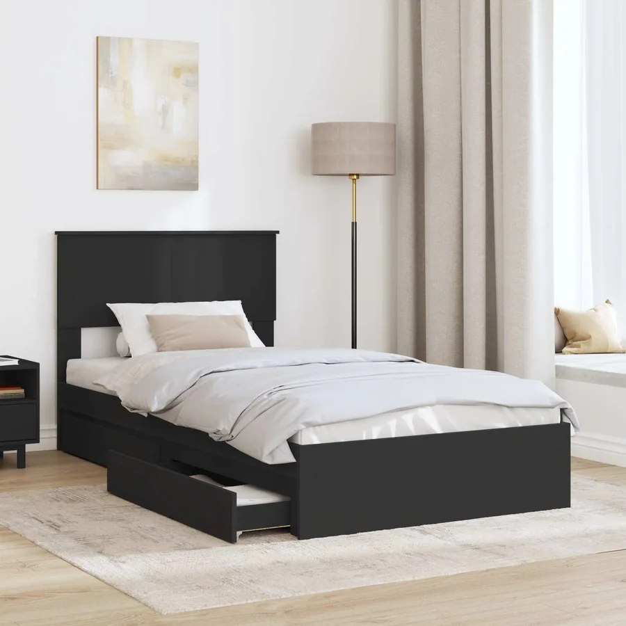 Lit de Rangement Noir 100 x 200 cm Bois d'ingénierie - 3