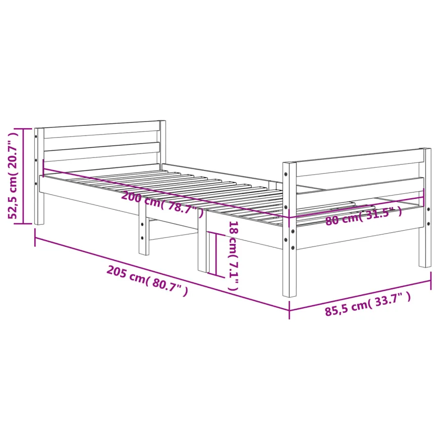 Cadre de lit sans matelas cire marron 80x200 cm bois pin massif - 9