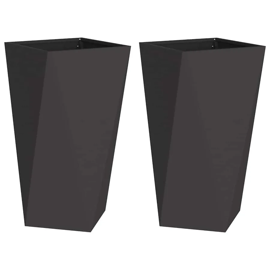 Jardinière 2 pc Noir 40 x 40 x 75 cm Acier - 2