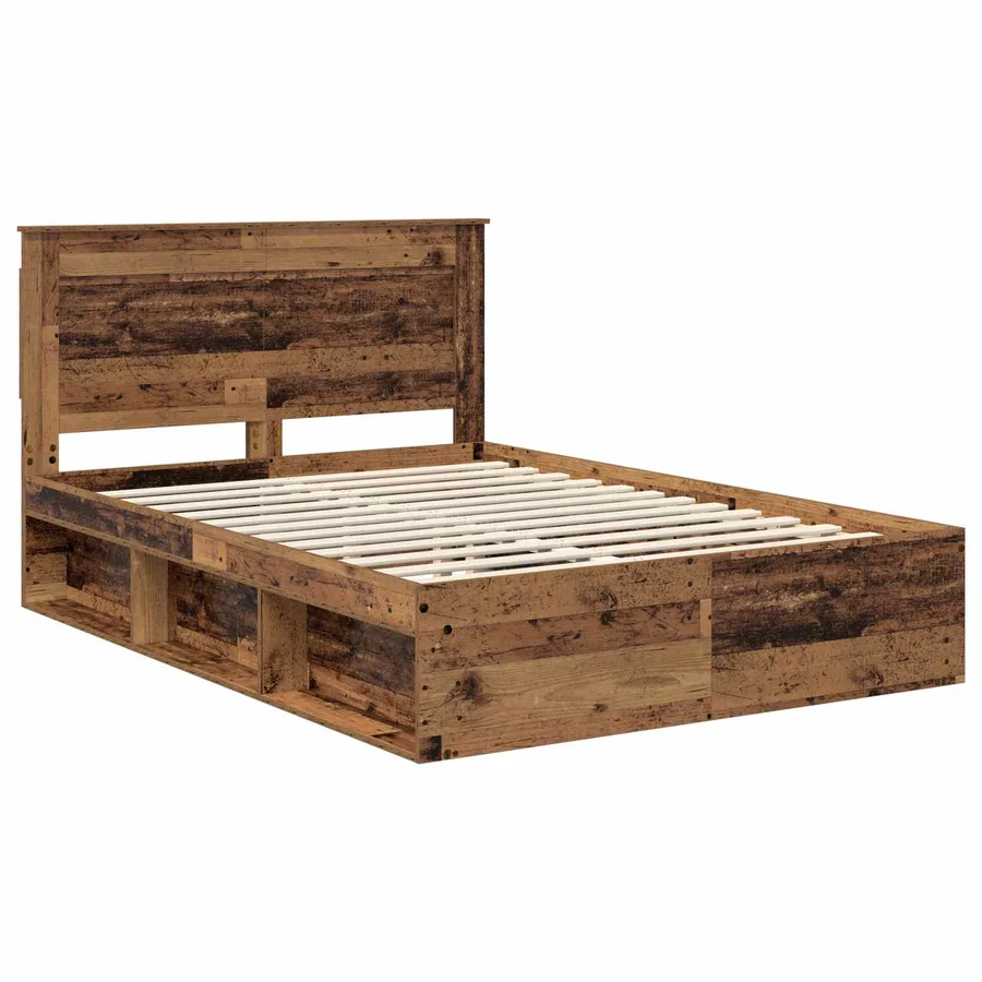 Cadre de lit Bois ancien 140 x 190 cm Pin massif - 4