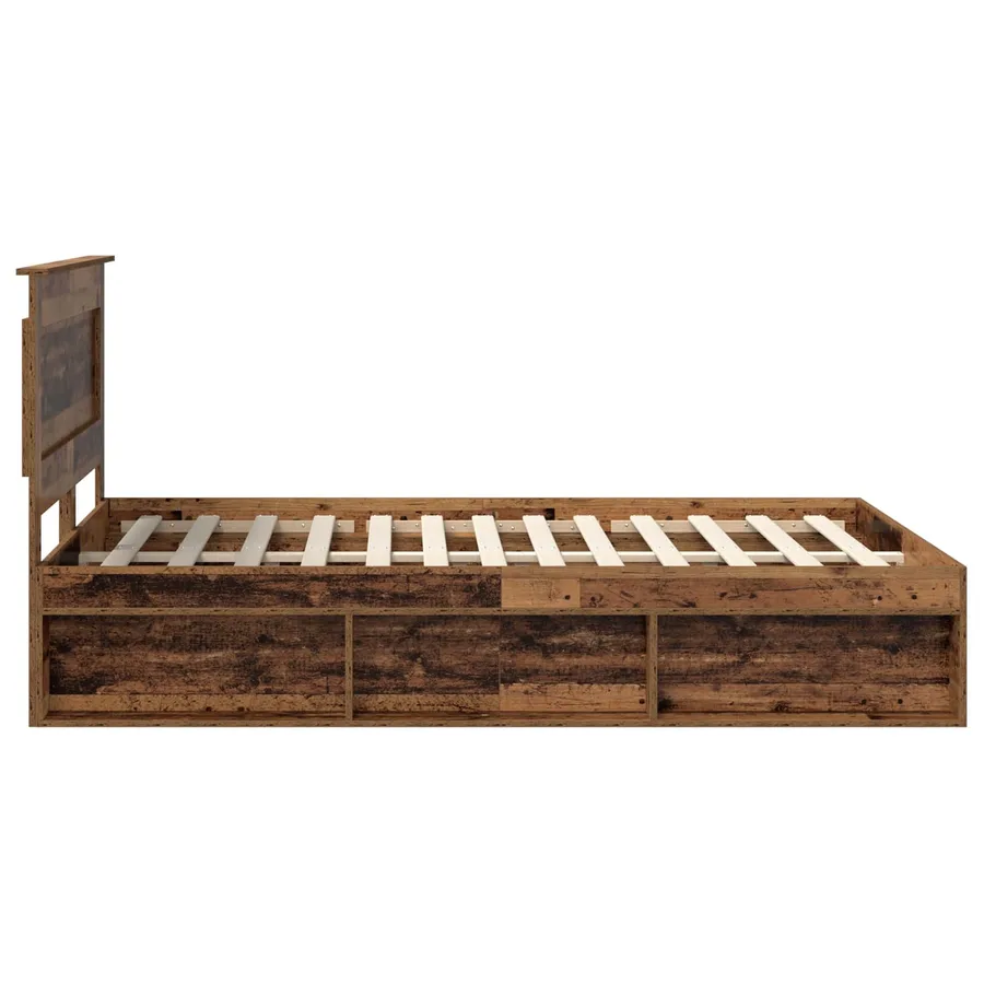 Cadre de lit Bois ancien 140 x 190 cm Pin massif - 7