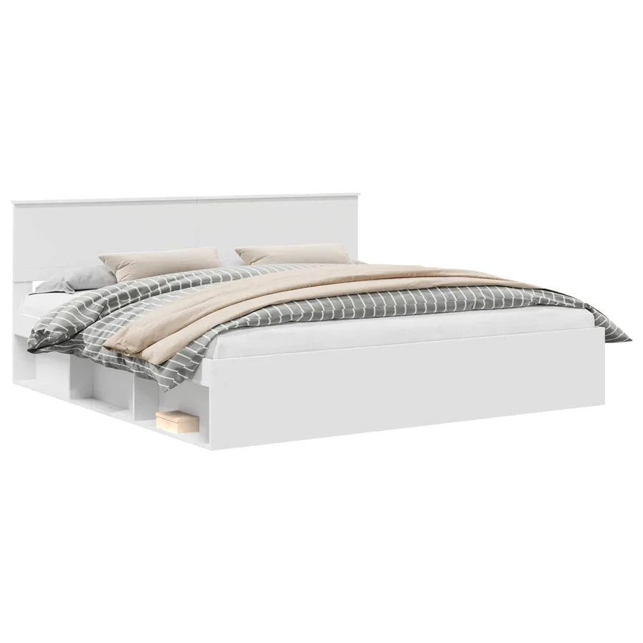 Cadre de lit avec tête de lit Blanc 200 x 200 cm Pin massif - 2