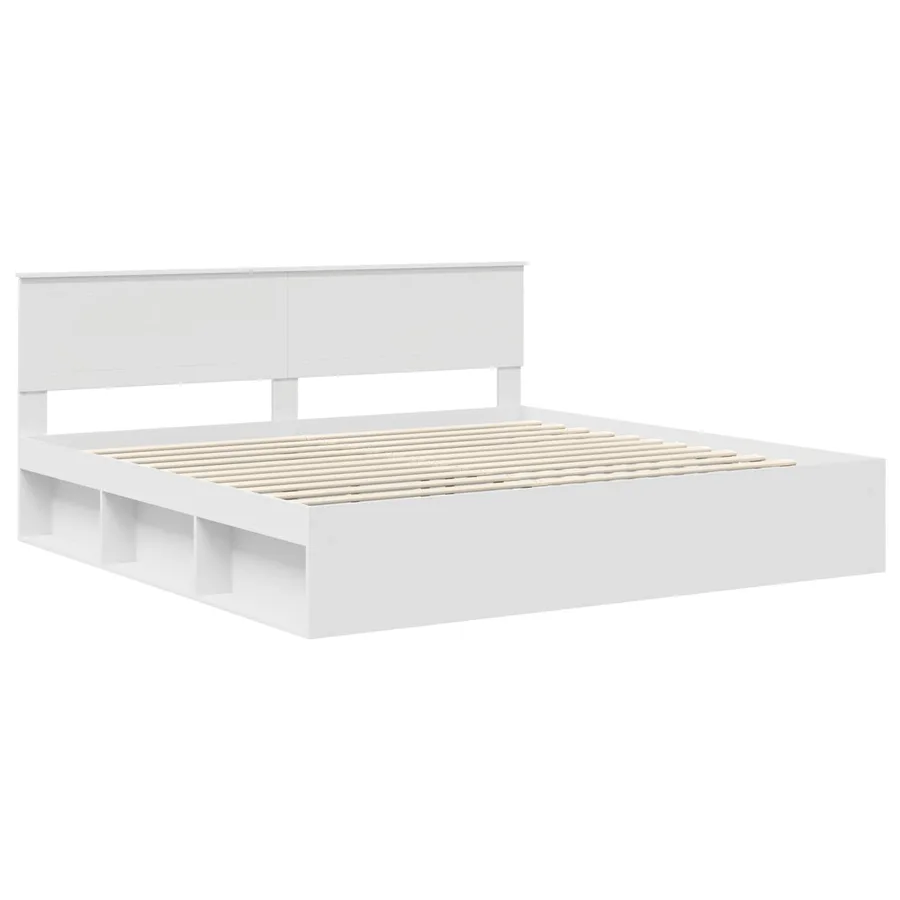 Cadre de lit avec tête de lit Blanc 200 x 200 cm Pin massif - 4