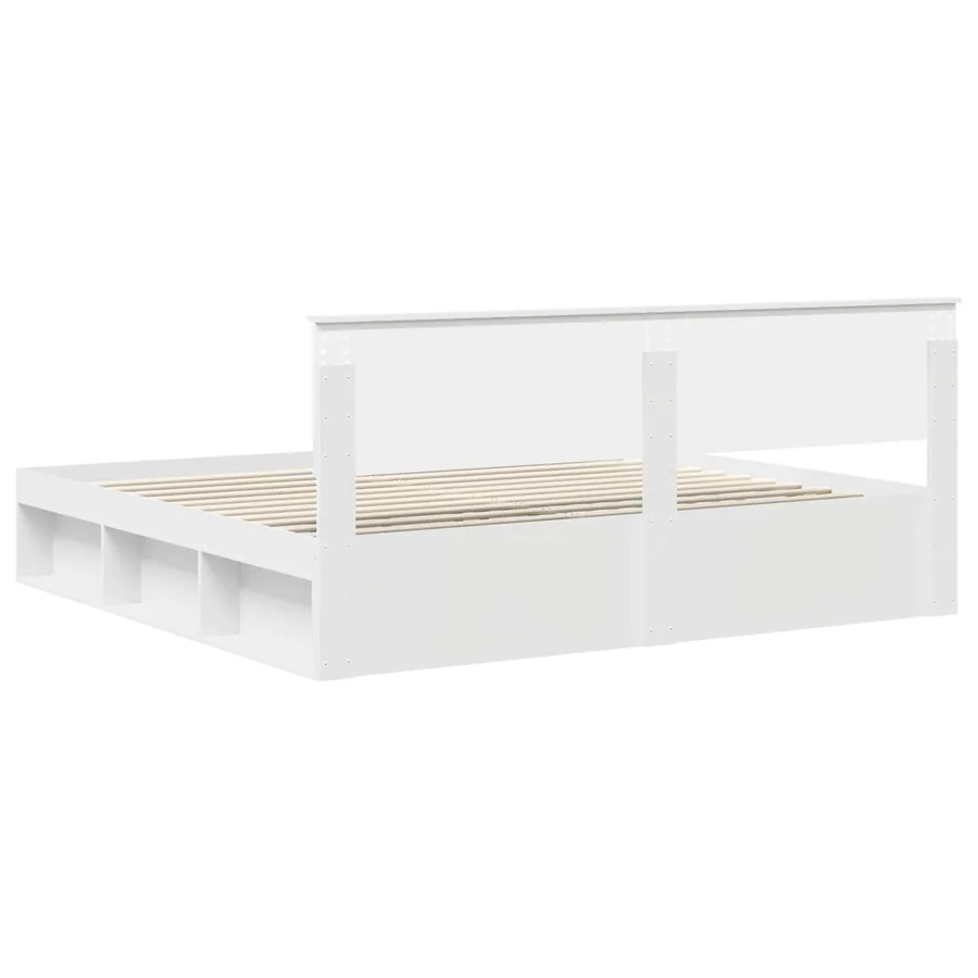 Cadre de lit avec tête de lit Blanc 200 x 200 cm Pin massif - 9