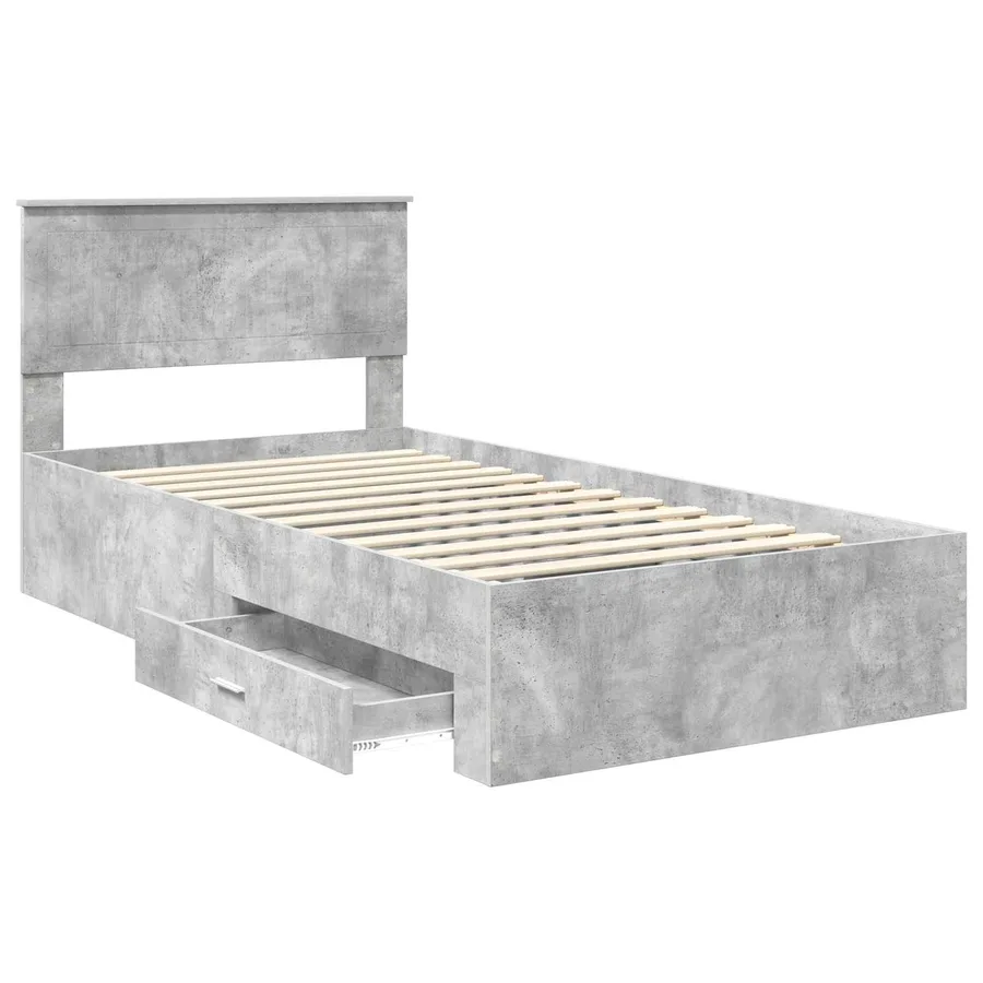 Cadre de lit Gris béton 100 x 200 cm Bois d'ingénierie - 5
