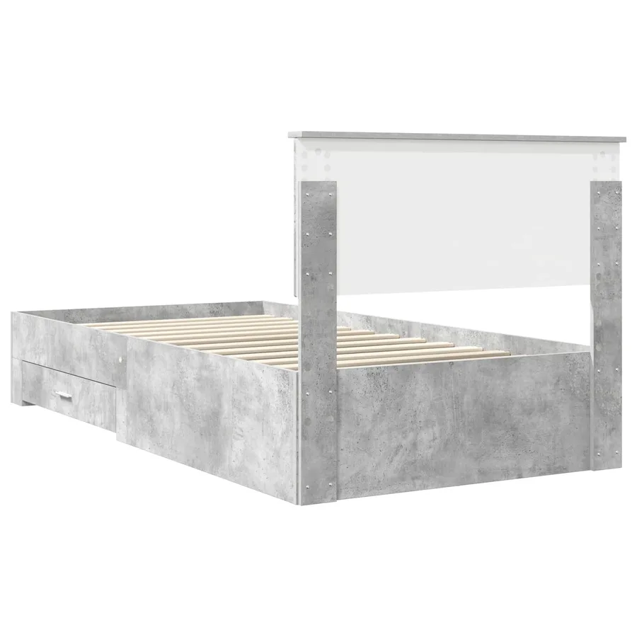 Cadre de lit Gris béton 100 x 200 cm Bois d'ingénierie - 9