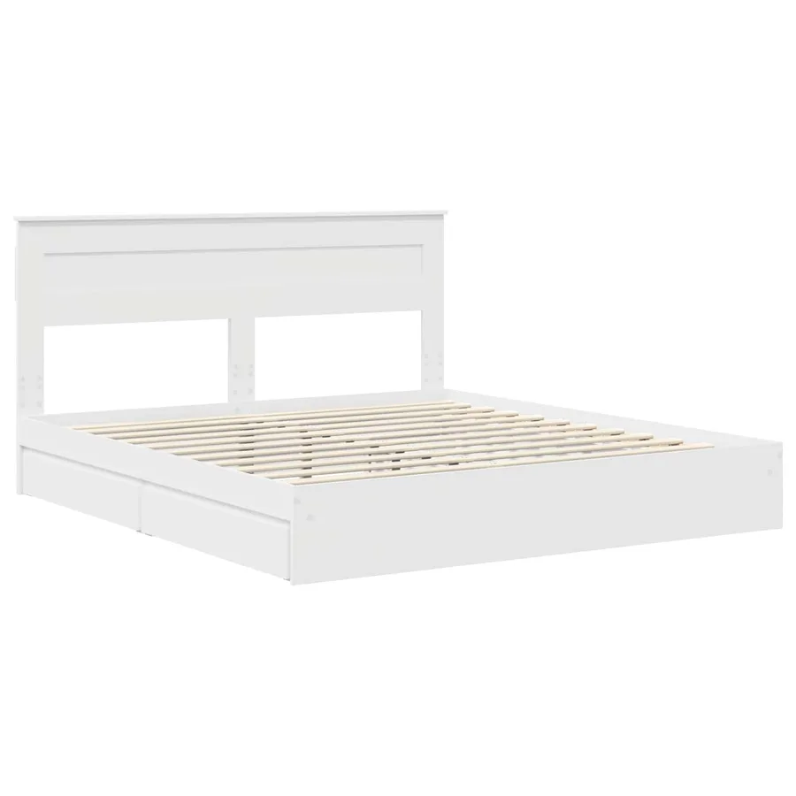 Lit de Rangement Blanc 180 x 200 cm Bois d'ingénierie - 4