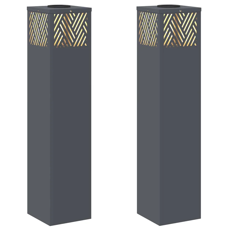 Lumière de chemin LED solaire 2 pcs Blanc chaud 18 x 18 x 80 cm - 2