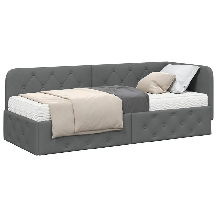 Cadre de lit d'angle Gris foncé 80 x 200 cm tissu - 3