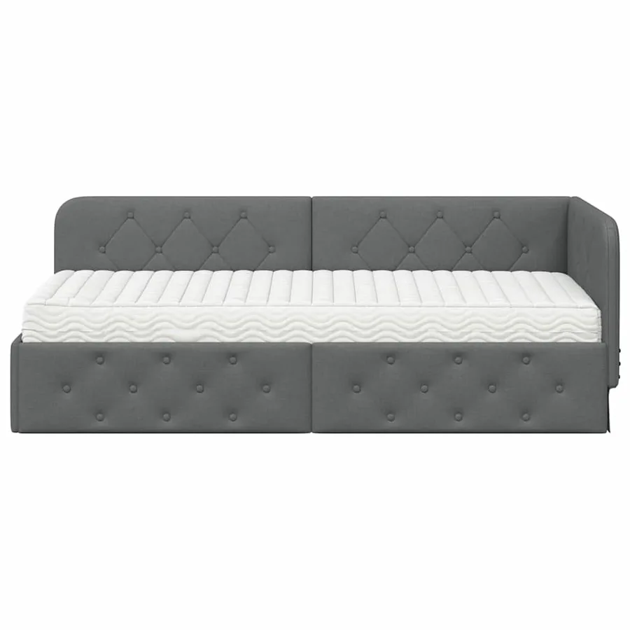 Cadre de lit d'angle Gris foncé 80 x 200 cm tissu - 5