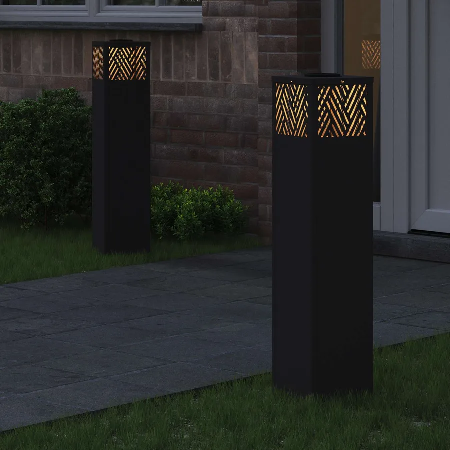 Lumière de chemin LED solaire 2 pcs Blanc chaud 18 x 18 x 80 cm - 3
